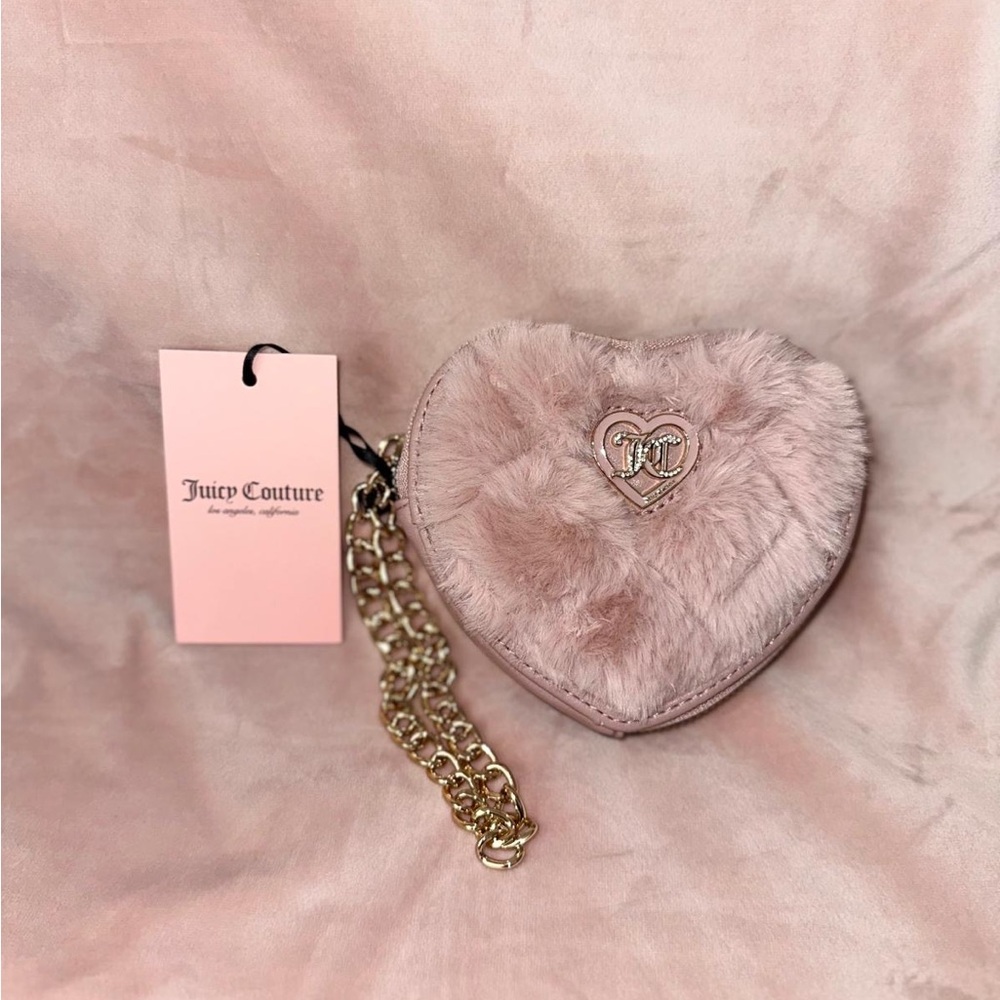 Juicy Couture Heart-Shaped Pink and Gold Wristlet